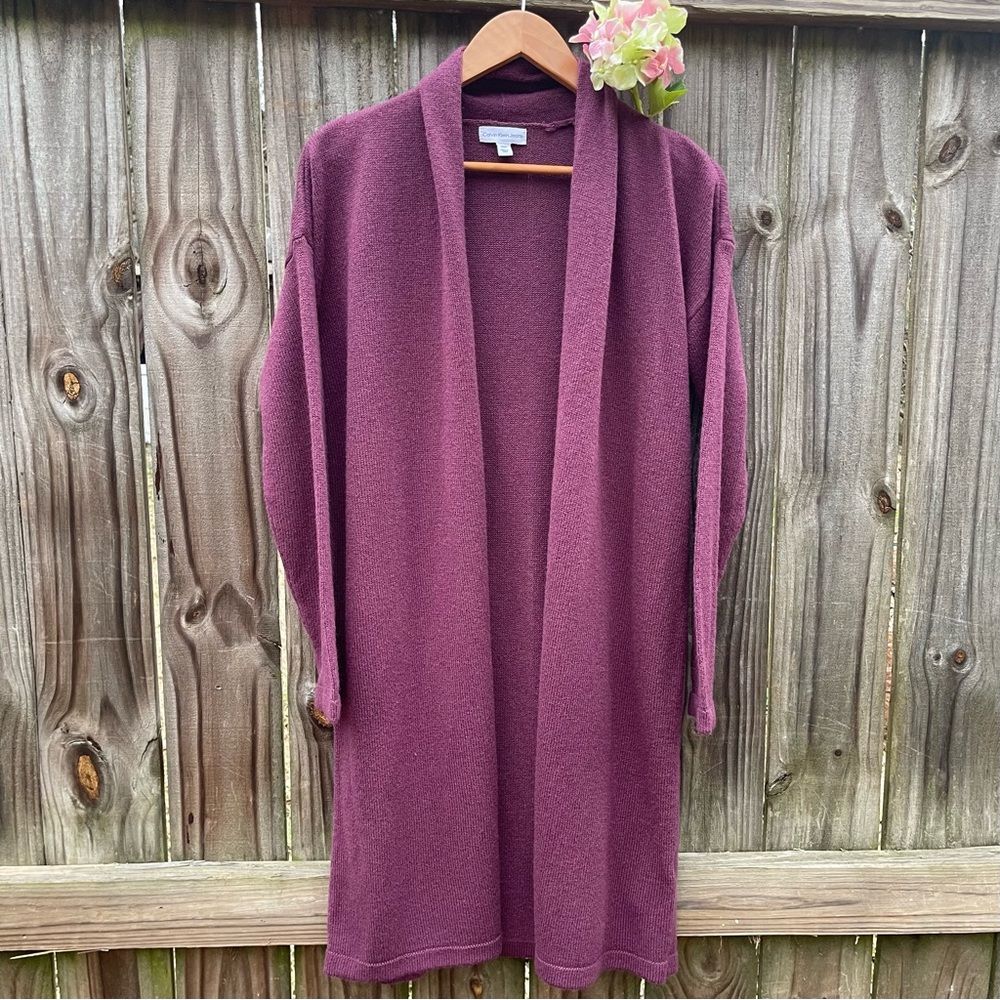 Calvin Klein cardigan Sweater Long Open front woman’s Size S